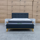 The Milos Double Upholstered Bed - Charcoal available to purchase from Warehouse Furniture Clearance at our next sale event.