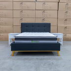 The Milos Queen Upholstered Bed - Charcoal available to purchase from Warehouse Furniture Clearance at our next sale event.