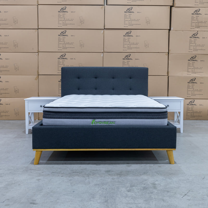 The Milos Queen Upholstered Bed - Charcoal - Available After 30th April available to purchase from Warehouse Furniture Clearance at our next sale event.