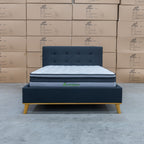 The Milos Queen Upholstered Bed - Charcoal available to purchase from Warehouse Furniture Clearance at our next sale event.