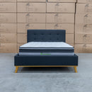 The Milos Queen Upholstered Bed - Charcoal available to purchase from Warehouse Furniture Clearance at our next sale event.