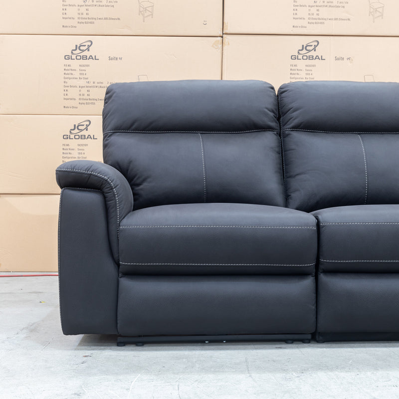 The Laurent Modular Corner Lounge with Electric Recliners - Peru Jet available to purchase from Warehouse Furniture Clearance at our next sale event.