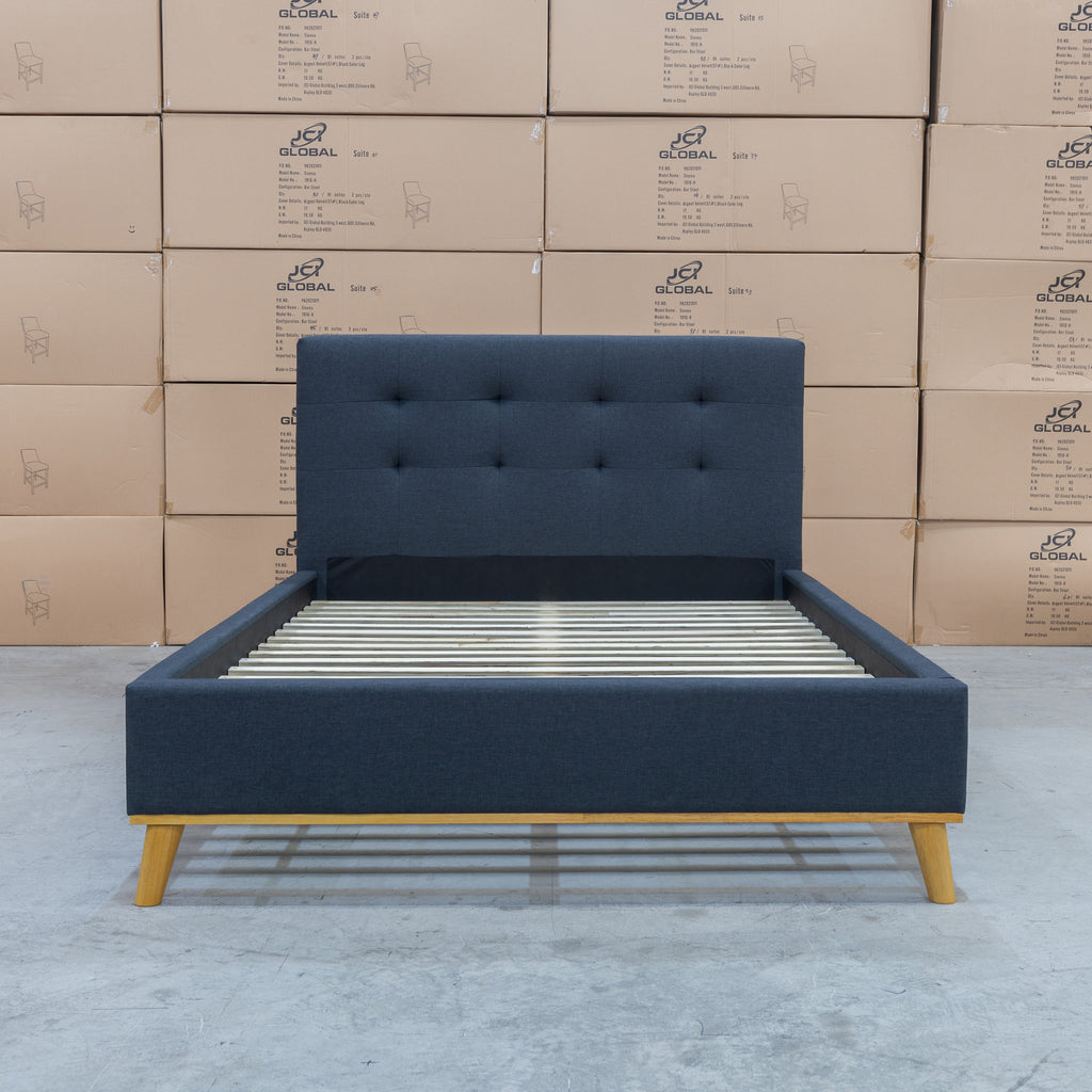 The Milos Queen Upholstered Bed - Charcoal available to purchase from Warehouse Furniture Clearance at our next sale event.