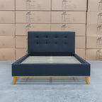The Milos Queen Upholstered Bed - Charcoal available to purchase from Warehouse Furniture Clearance at our next sale event.