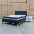 The Milos Queen Upholstered Bed - Charcoal available to purchase from Warehouse Furniture Clearance at our next sale event.