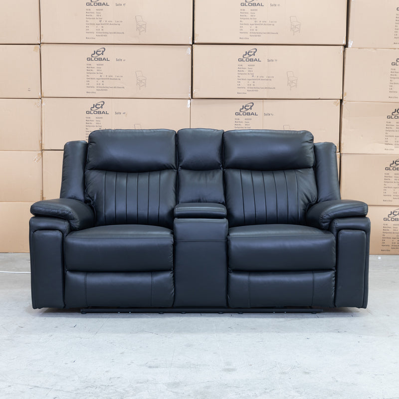The Dylan Two Seater Triple Motor Electric Recliner Lounge - Black Leather available to purchase from Warehouse Furniture Clearance at our next sale event.