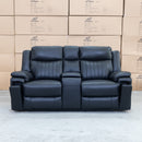 The Dylan Two Seater Triple Motor Electric Recliner Lounge - Black Leather available to purchase from Warehouse Furniture Clearance at our next sale event.