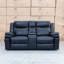 The Dylan Two Seater Triple Motor Electric Recliner Lounge - Black Leather available to purchase from Warehouse Furniture Clearance at our next sale event.
