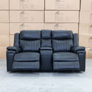 The Dylan Two Seater Triple Motor Electric Recliner Lounge - Black Leather available to purchase from Warehouse Furniture Clearance at our next sale event.