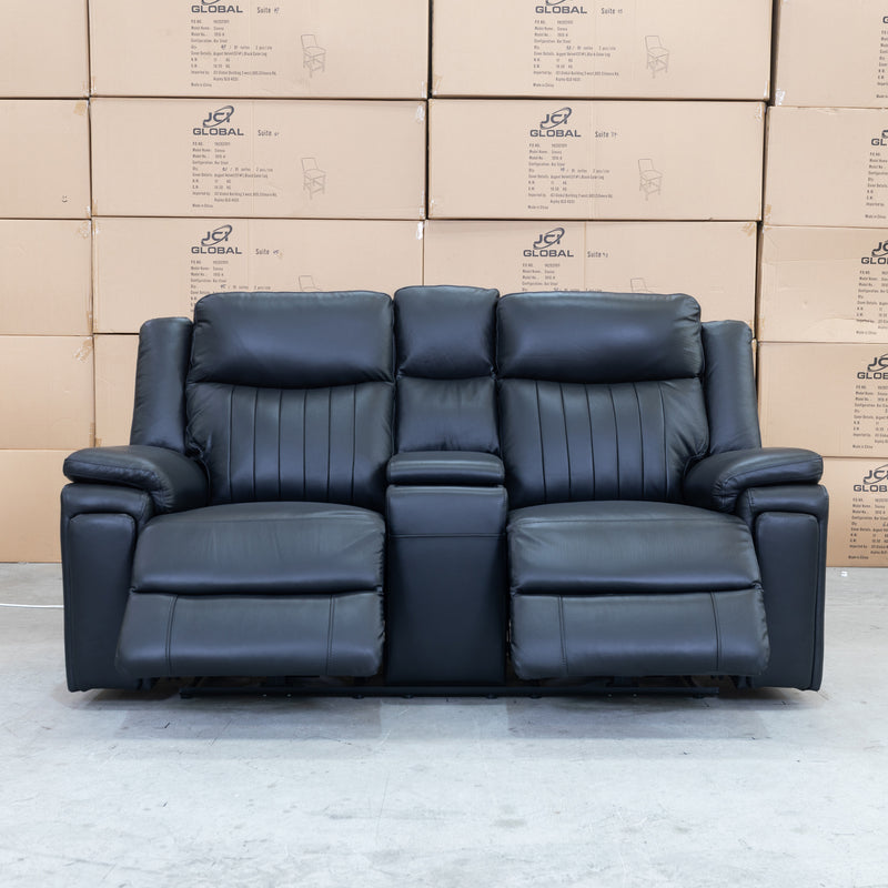 The Dylan Two Seater Triple Motor Electric Recliner Lounge - Black Leather available to purchase from Warehouse Furniture Clearance at our next sale event.