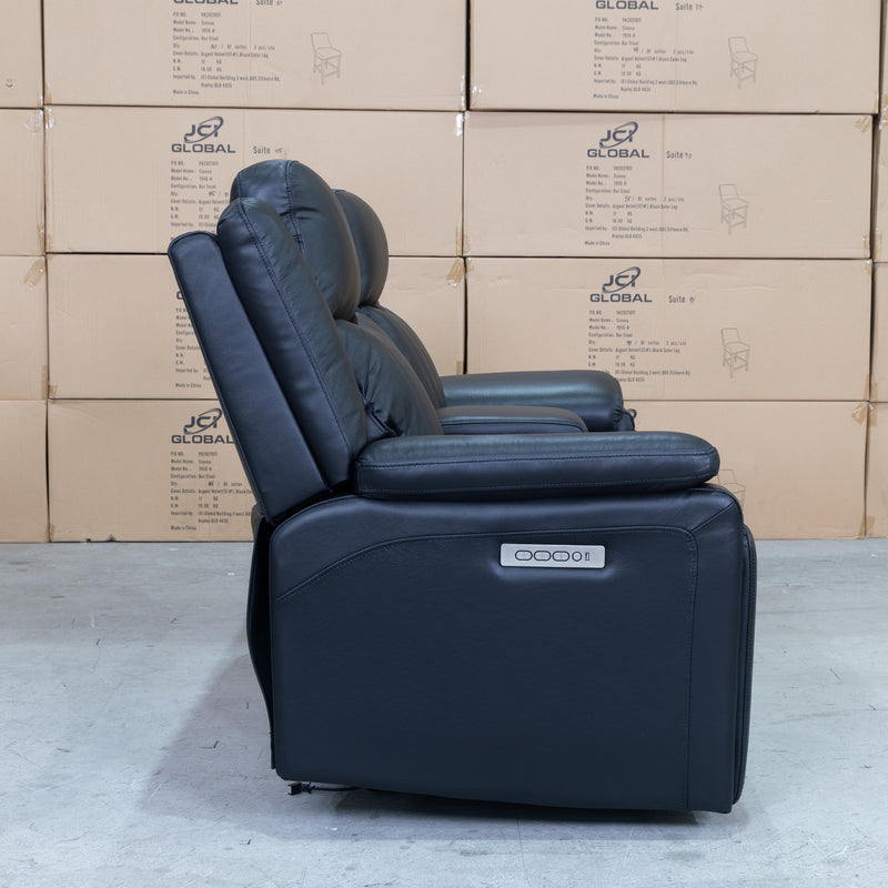 The Dylan Two Seater Triple Motor Electric Recliner Lounge - Black Leather available to purchase from Warehouse Furniture Clearance at our next sale event.