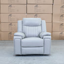 The Dylan Triple Motor Electric Single Recliner - Dove Leather available to purchase from Warehouse Furniture Clearance at our next sale event.