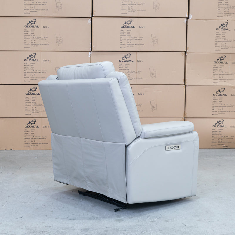 The Dylan Triple Motor Electric Single Recliner - Dove Leather available to purchase from Warehouse Furniture Clearance at our next sale event.