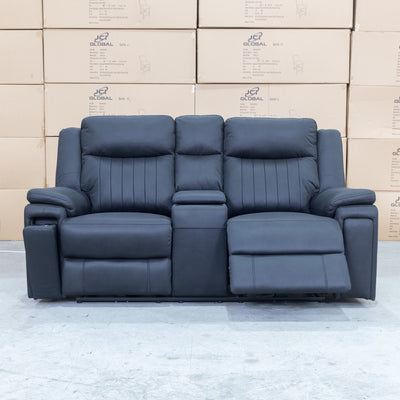 The Dylan Two Seater Triple Motor Electric Recliner Lounge - Jet available to purchase from Warehouse Furniture Clearance at our next sale event.