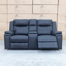 The Dylan Two Seater Triple Motor Electric Recliner Lounge - Jet available to purchase from Warehouse Furniture Clearance at our next sale event.