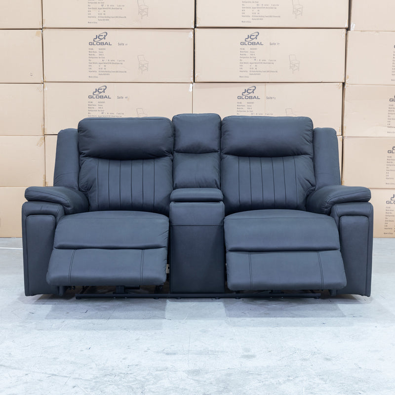 The Dylan Two Seater Triple Motor Electric Recliner Lounge - Jet available to purchase from Warehouse Furniture Clearance at our next sale event.