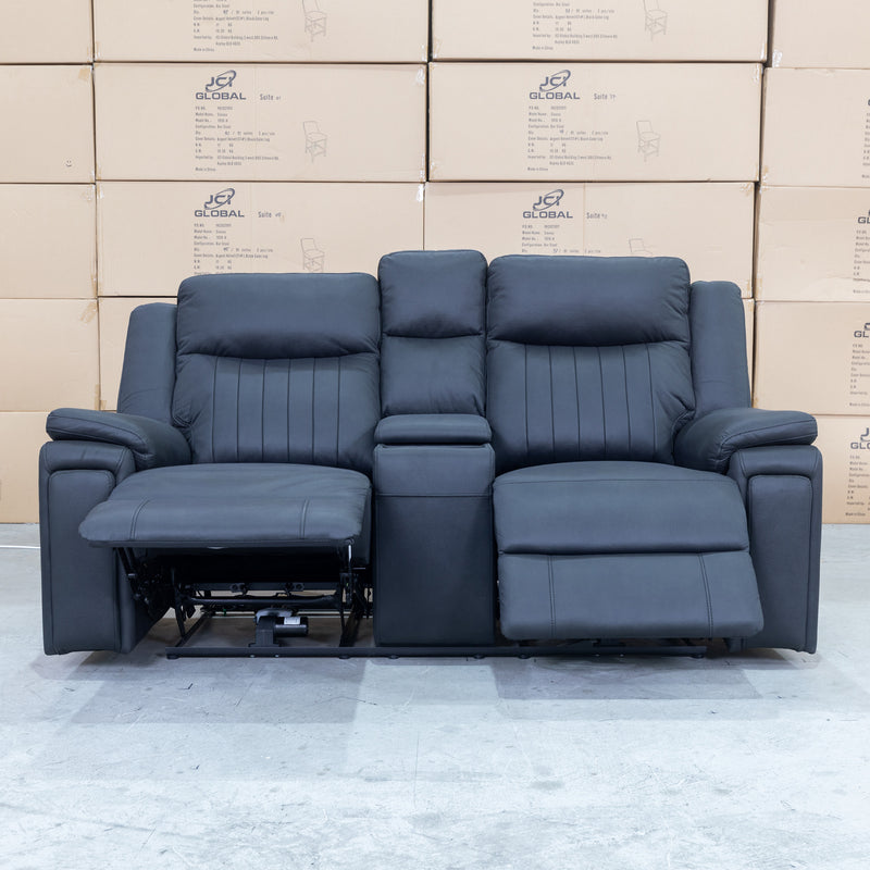 The Dylan Two Seater Triple Motor Electric Recliner Lounge - Jet available to purchase from Warehouse Furniture Clearance at our next sale event.