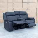 The Dylan Two Seater Triple Motor Electric Recliner Lounge - Jet available to purchase from Warehouse Furniture Clearance at our next sale event.