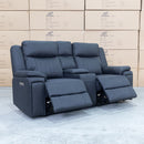 The Dylan Two Seater Triple Motor Electric Recliner Lounge - Jet available to purchase from Warehouse Furniture Clearance at our next sale event.