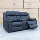 The Dylan Two Seater Triple Motor Electric Recliner Lounge - Jet available to purchase from Warehouse Furniture Clearance at our next sale event.