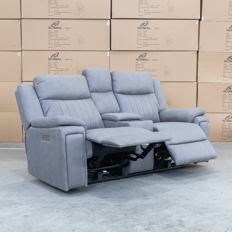 The Dylan Two Seater Triple Motor Electric Recliner Lounge - Ash available to purchase from Warehouse Furniture Clearance at our next sale event.
