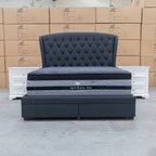 The Grace King Fabric Storage Bed - Charcoal - Available After 20th July available to purchase from Warehouse Furniture Clearance at our next sale event.