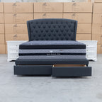 The Grace Queen Fabric Storage Bed - Charcoal available to purchase from Warehouse Furniture Clearance at our next sale event.