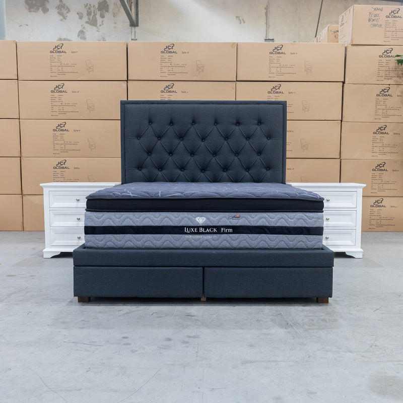 The Nora King Fabric Storage Bed - Charcoal available to purchase from Warehouse Furniture Clearance at our next sale event.