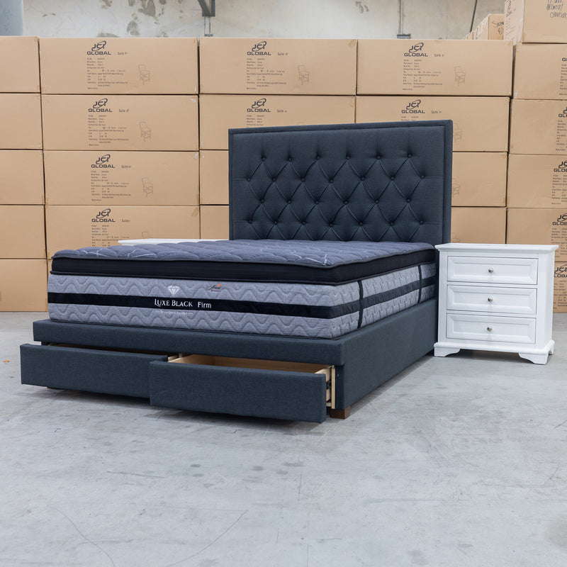 The Nora King Fabric Storage Bed - Charcoal - Available After 30th April available to purchase from Warehouse Furniture Clearance at our next sale event.