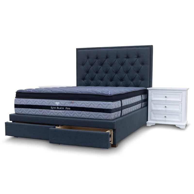 The Nora Queen Fabric Storage Bed - Charcoal available to purchase from Warehouse Furniture Clearance at our next sale event.