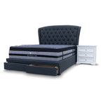 The Grace King Fabric Storage Bed - Charcoal - Available After 20th July available to purchase from Warehouse Furniture Clearance at our next sale event.
