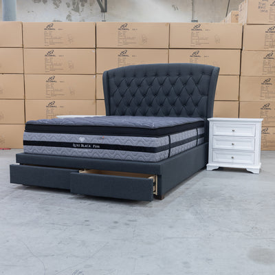 The Grace King Fabric Storage Bed - Charcoal available to purchase from Warehouse Furniture Clearance at our next sale event.