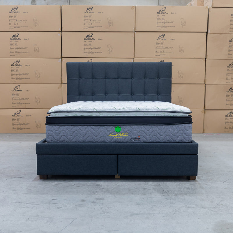 The Zara Double Upholstered Storage Bed - Charcoal available to purchase from Warehouse Furniture Clearance at our next sale event.