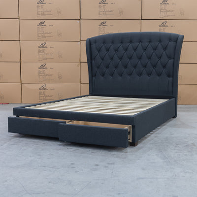 The Grace Queen Fabric Storage Bed - Charcoal available to purchase from Warehouse Furniture Clearance at our next sale event.