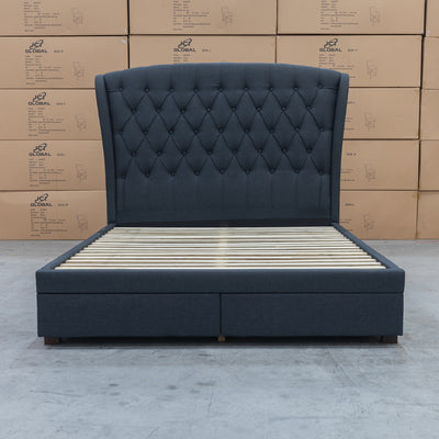 The Grace King Fabric Storage Bed - Charcoal available to purchase from Warehouse Furniture Clearance at our next sale event.