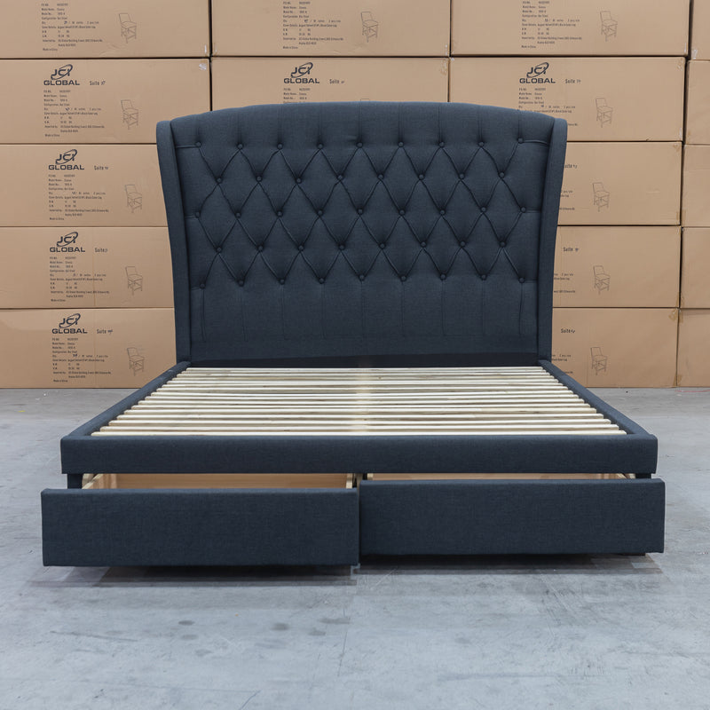 The Grace Queen Fabric Storage Bed - Charcoal available to purchase from Warehouse Furniture Clearance at our next sale event.