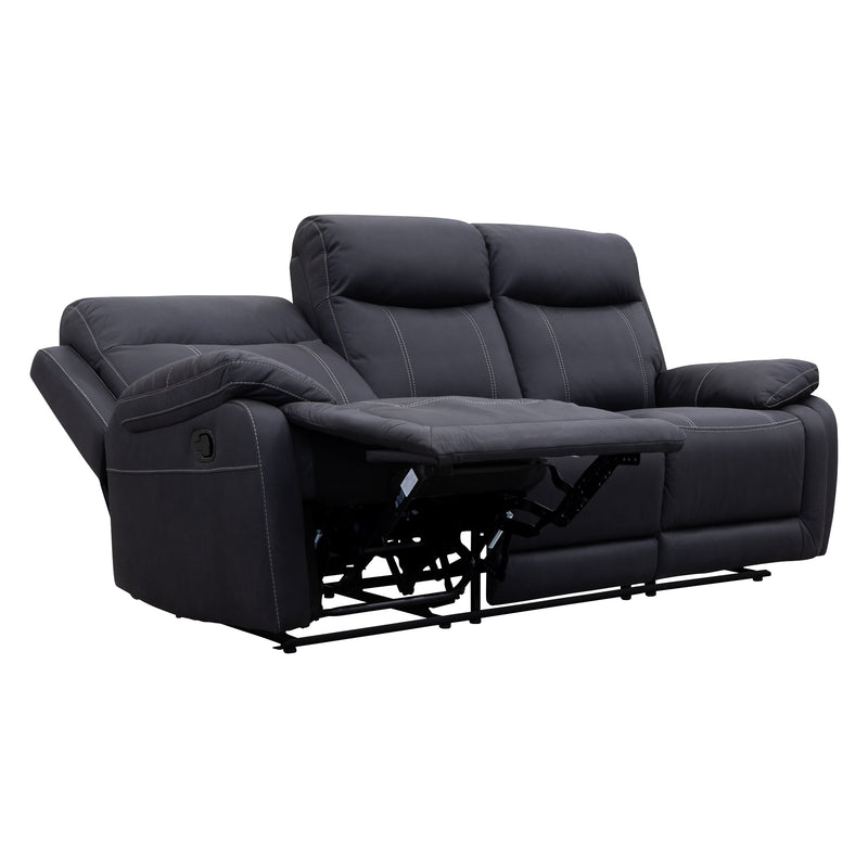 The Maine Three Seat Recliner Lounge - Jet available to purchase from Warehouse Furniture Clearance at our next sale event.