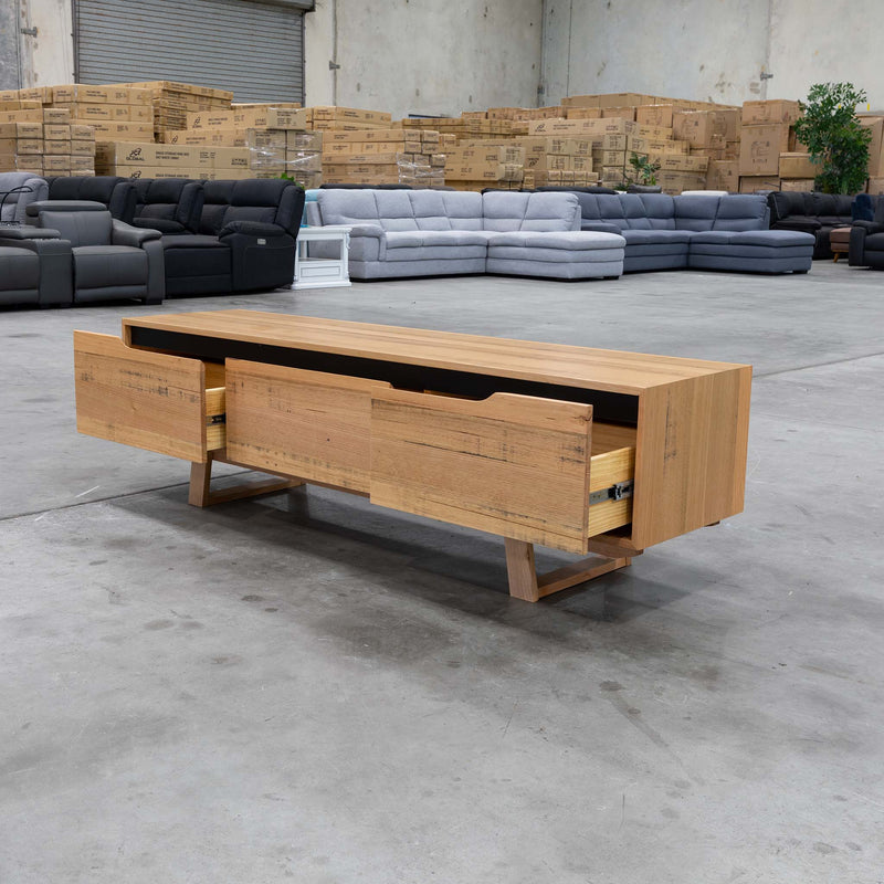The Florida Entertainment Unit - Aust Tasmanian Oak available to purchase from Warehouse Furniture Clearance at our next sale event.