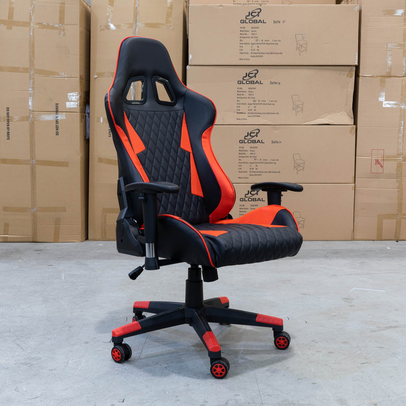The Saxon Gaming / Office Chair - Black/Red Quilted PU available to purchase from Warehouse Furniture Clearance at our next sale event.