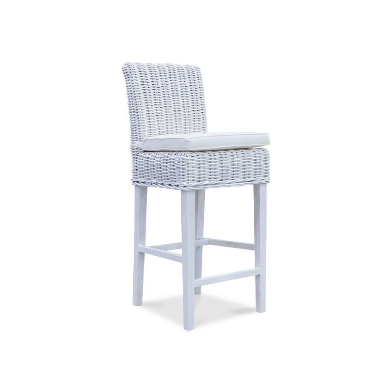 The White Wash Wicker Bar Stool - White - WW-181 available to purchase from Warehouse Furniture Clearance at our next sale event.