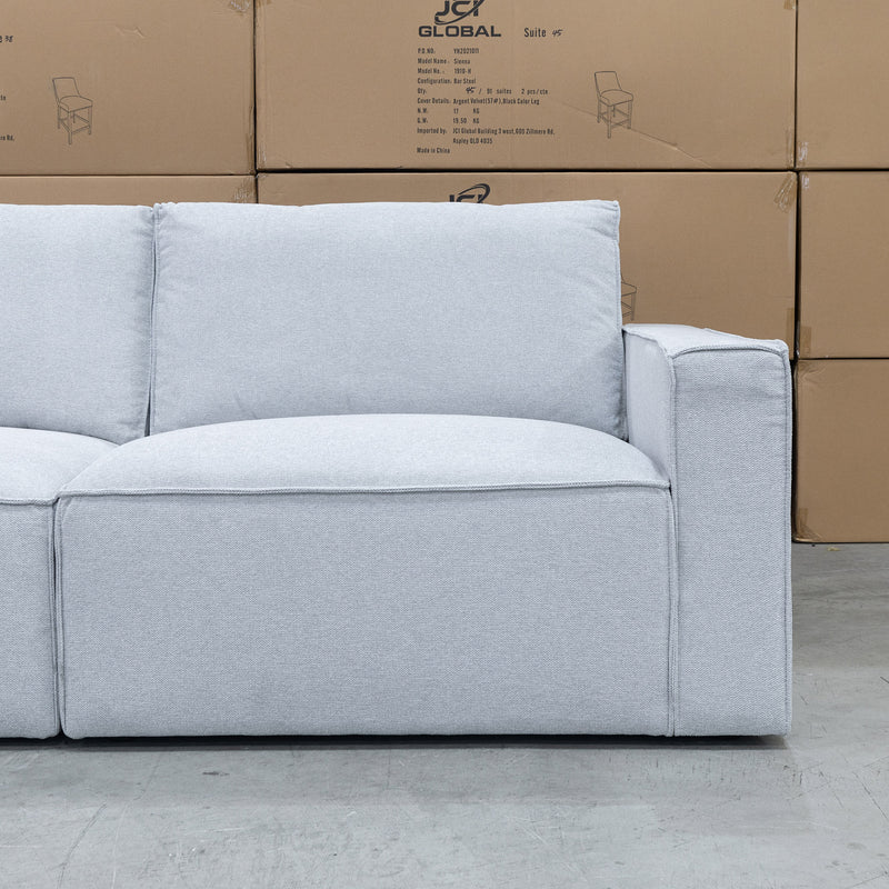 The Layne Modular Corner Lounge with Ottoman - Silver available to purchase from Warehouse Furniture Clearance at our next sale event.