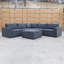 The Layne Modular Corner Lounge with Ottoman - Charcoal available to purchase from Warehouse Furniture Clearance at our next sale event.