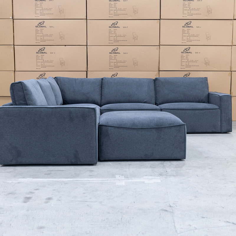 The Layne Modular Corner Lounge with Ottoman - Charcoal available to purchase from Warehouse Furniture Clearance at our next sale event.