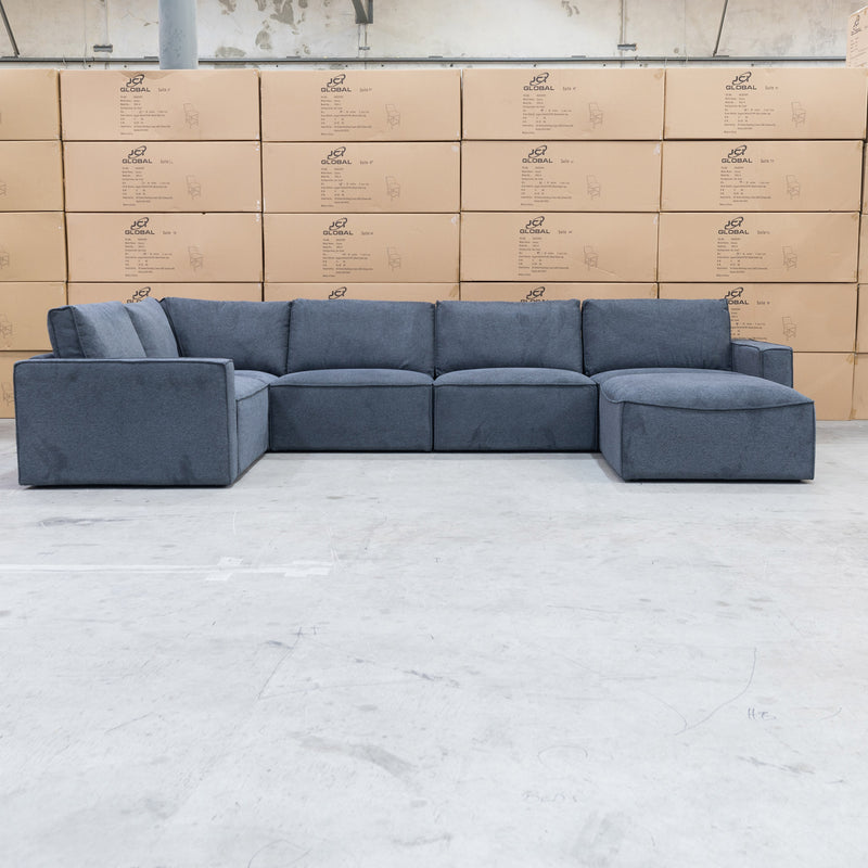 The Layne Modular Corner Lounge with Ottoman - Charcoal available to purchase from Warehouse Furniture Clearance at our next sale event.