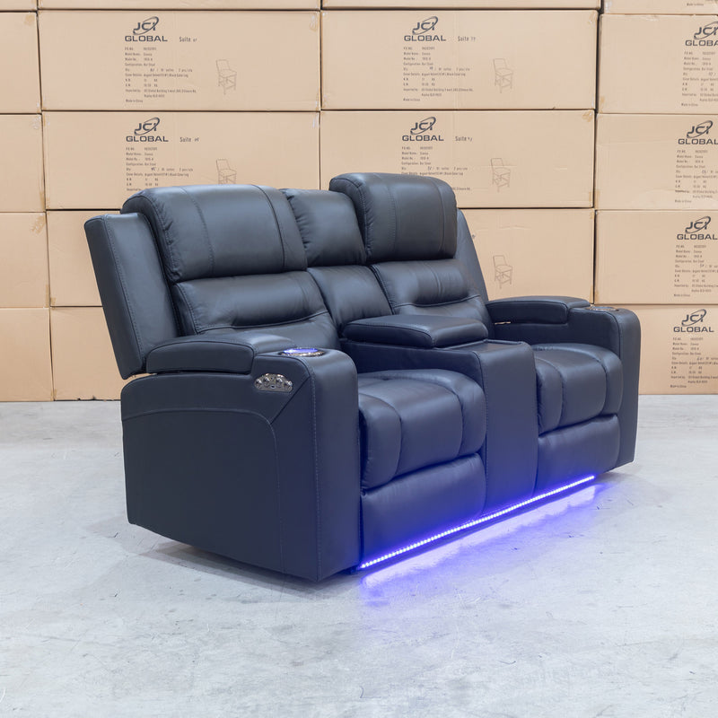 The Toronto 2 Seat Dual-Motor Recliner Theatre Lounge - Black Leather available to purchase from Warehouse Furniture Clearance at our next sale event.