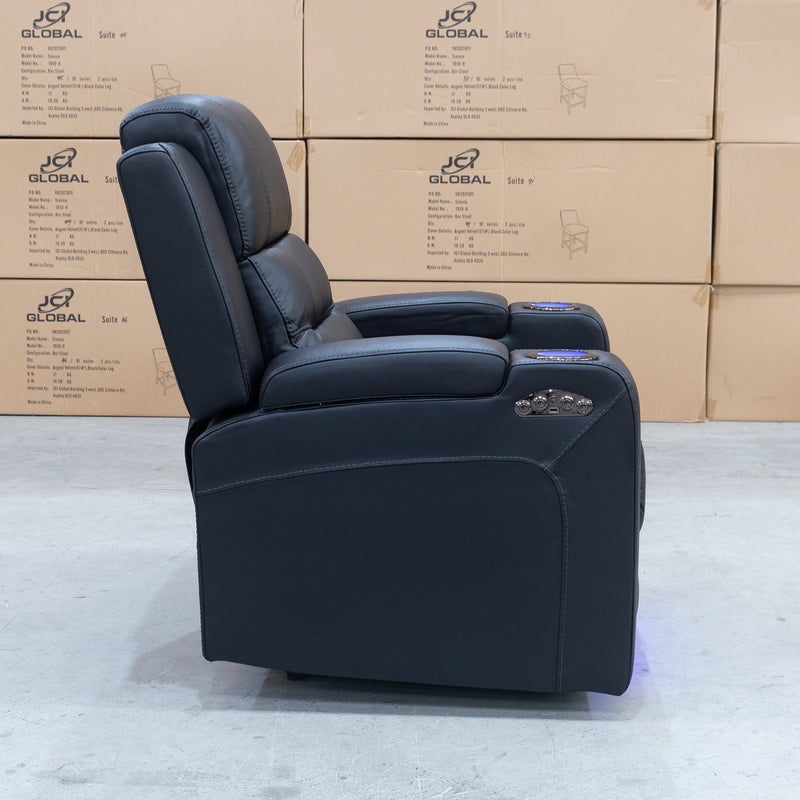 The Toronto Dual-Motor Recliner - Black Leather available to purchase from Warehouse Furniture Clearance at our next sale event.
