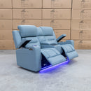 The Toronto 2 Seat Dual-Motor Recliner Theatre Lounge - Ice Blue Leather available to purchase from Warehouse Furniture Clearance at our next sale event.