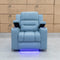 The Toronto Dual-Motor Recliner - Ice Blue Leather available to purchase from Warehouse Furniture Clearance at our next sale event.