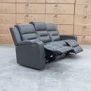 The Toronto Three Seat Dual-Motor Recliner Theatre Lounge - Storm Leather available to purchase from Warehouse Furniture Clearance at our next sale event.
