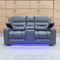 The Toronto Two Seat Dual-Motor Recliner Theatre Lounge - Storm Leather available to purchase from Warehouse Furniture Clearance at our next sale event.